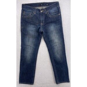 Marc Ecko Cut & Sew Slim Fit Blue Denim Jeans Men’s W33 L30 Embroidered Pocket